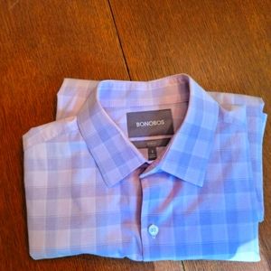 Bonobos slim fit purple plaid dress long sleeve shirt sz men's S
